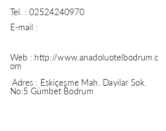 Anadolu Hotels Bodrum iletiim bilgileri